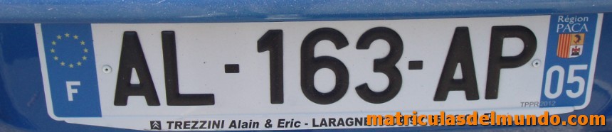 matrícula actual de Francia de PACA provenca Alpes Costa Azul 05