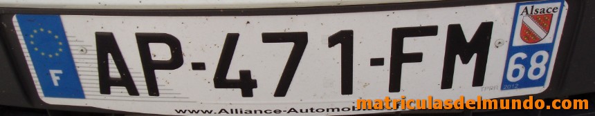 matrícula actual de Francia de Haut-Rhin 68