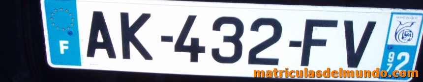 matrícula actual de Francia de Martinique 972