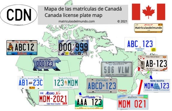 Mapa de las matrículas por región de Canadá