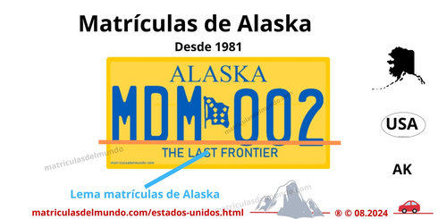 Matrícula de coche de Alaska actual con código USA