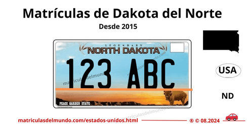 Matrícula de coche de Dakota del Norte actual con código USA