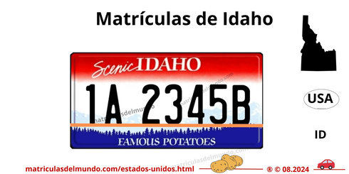 Matrícula de coche de Idaho actual con código USA