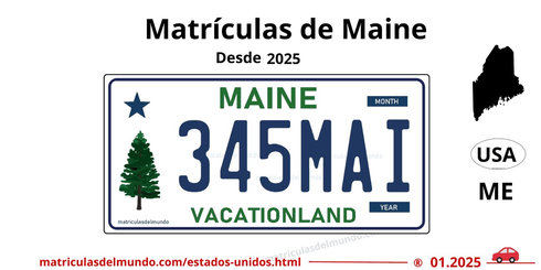 Matrícula de coche de Maine actual con código USA