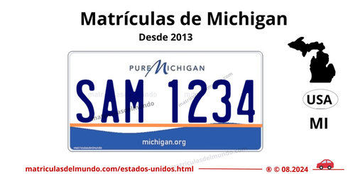 Matrícula de coche de Michigan actual con código USA