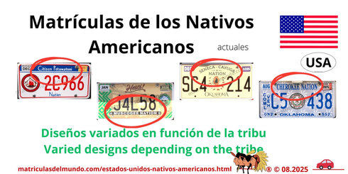 Matrícula de coche de Nativos Americanos actual con código USA