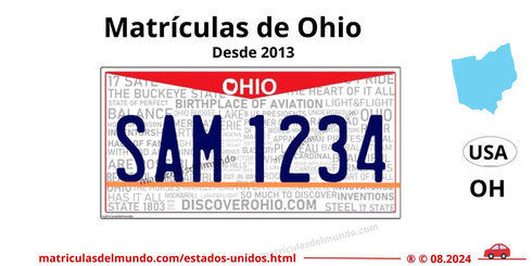 Matrícula de coche de Ohio actual con código USA