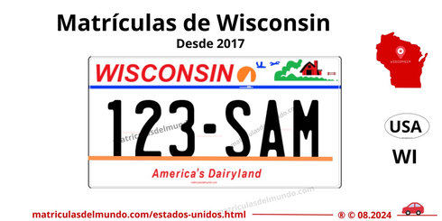Matrícula de coche de Wisconsin actual con código USA