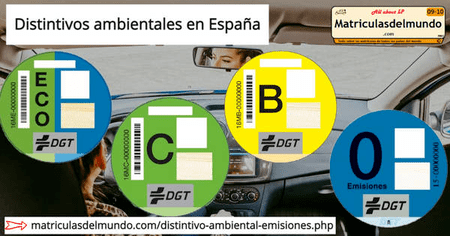 Tipos de pegatinas sobre distintivos medioambientales en España