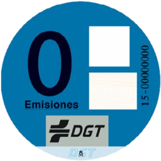 pegatina distintivo ambiental 0 emisiones azul