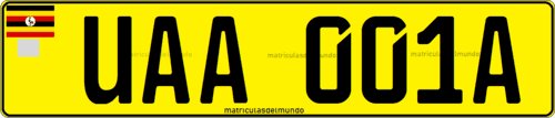 Matrícula de coche de Uganda con fondo negro Matrícula de coche de Uganda para vehículo privado