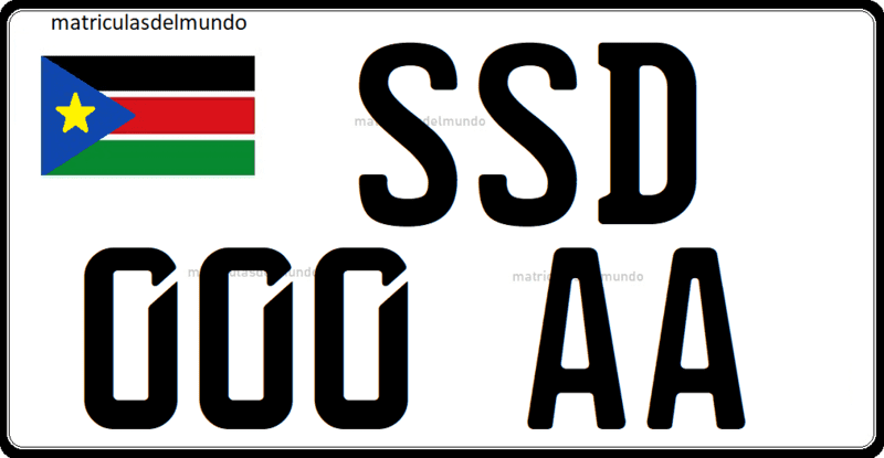 Matrícula de coche de Sudán del Sur ordinaria antigua 2017