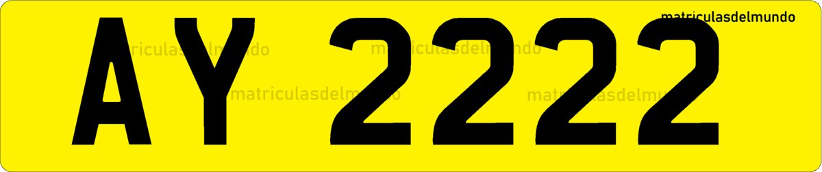 Matrícula amarilla de coche de la Isla de Alderney