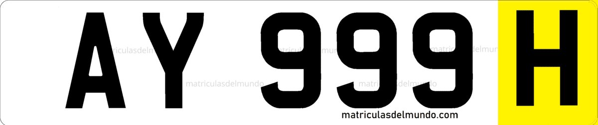 Matrícula especial de coche de Alderney para alquiler to hire