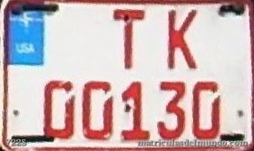 Temporary red-white American military plate