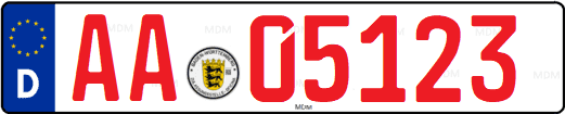Car license plate from Germany for test vehicle 05