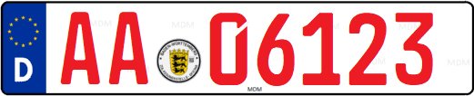 Matrícula de coche de Alemania para matrícula de concesionario 06