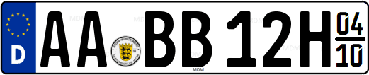 Historic vehicle registration plate from Germany with the letter H for seasonal use