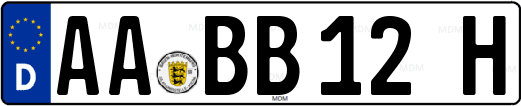 Historic vehicle registration plate from Germany with the letter H at the end