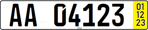 Car license plate from Germany with yellow provisional status