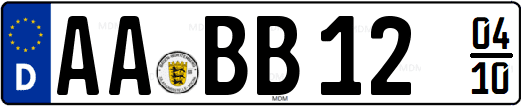 Seasonal vehicle registration plate from Germany between 04 and 10