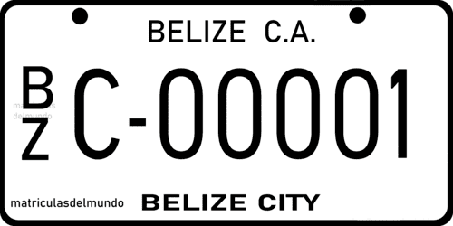 Matrícula de coche de Belice blanca para vehículo privado