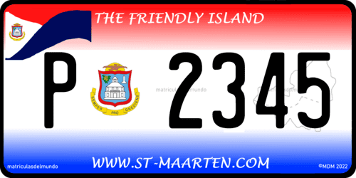 Matrícula de coche de Sint Maarten de la parte holandesa The Friendly Island P2345 bandera