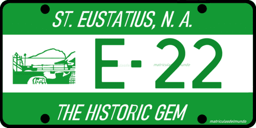 Matrícula de coche de San Eustaquio verde antigua E22 The Historic Gem