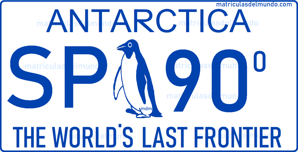 Matrícula souvenir de coche de la Antártida lema The last world frontier