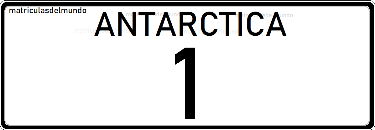 Matrícula de la Antártida en inglés con el número 1 y tipografía australiana