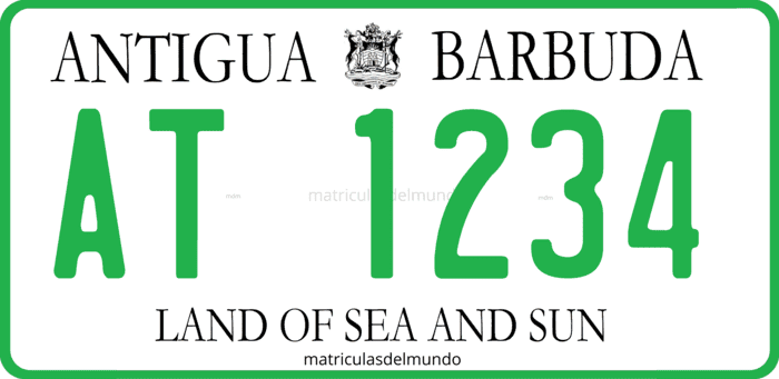 Matrícula de coche de Antigua y Barbuda para vehículo todoterreno