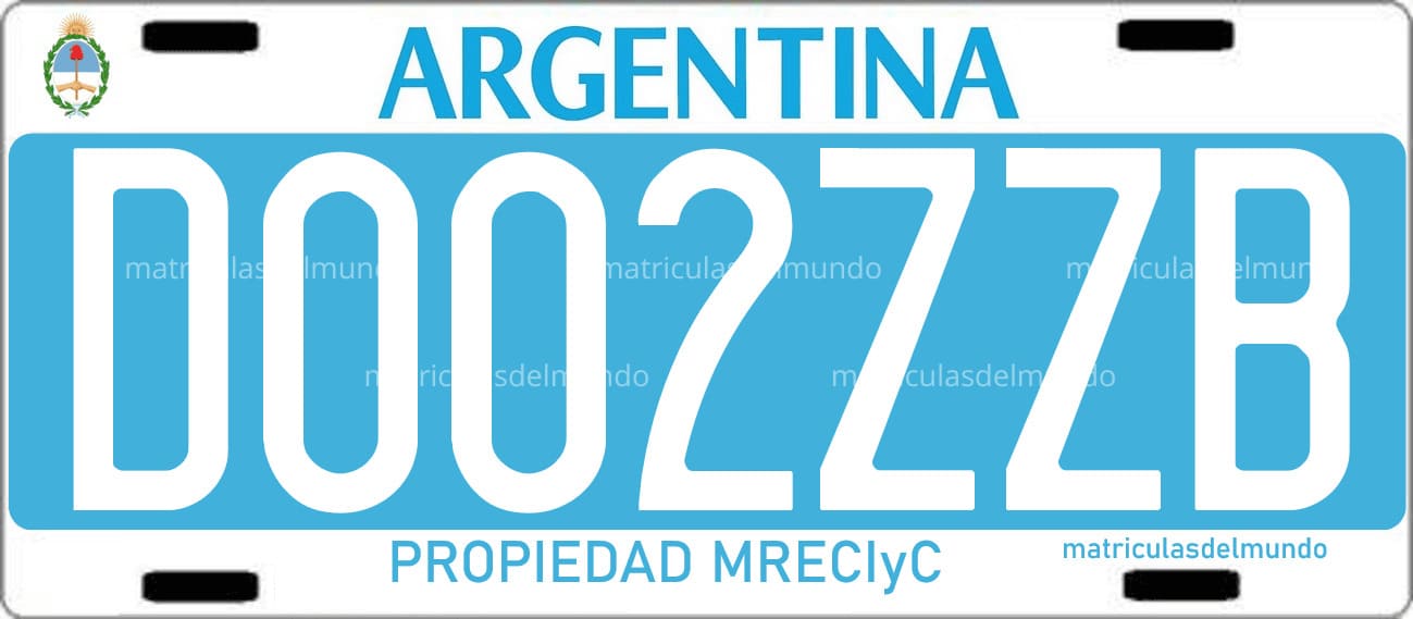 Ejemplo de patente diplomática de Argentina con fondo celeste y formato oficial