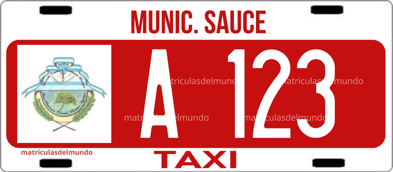 Ejemplo de matrícula argentina antigua de taxi con fondo rojo