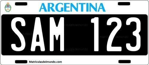 Ejemplo de patente de Argentina con fondo negro y letras SAM 123