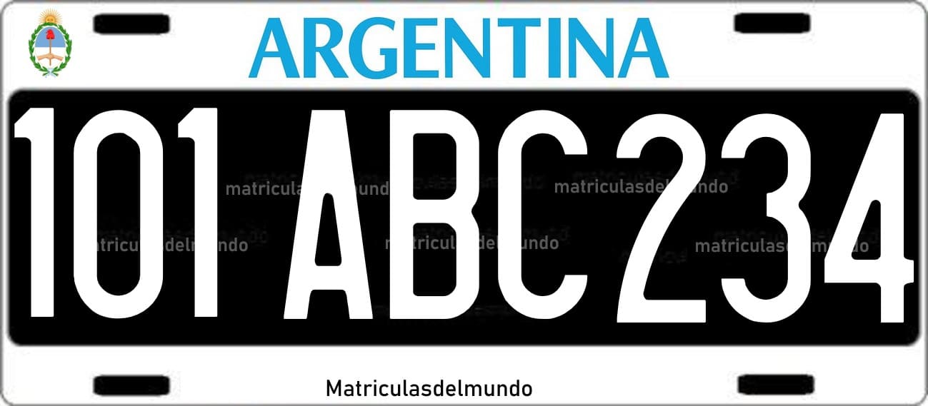 Ejemplo de patente de remolque de Argentina antigua con fondo negro y número 101
