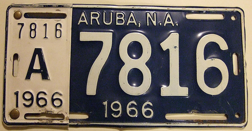 Matrícula de coche de Aruba de 1966