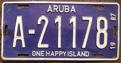 Matrícula de coche de Aruba de 1987