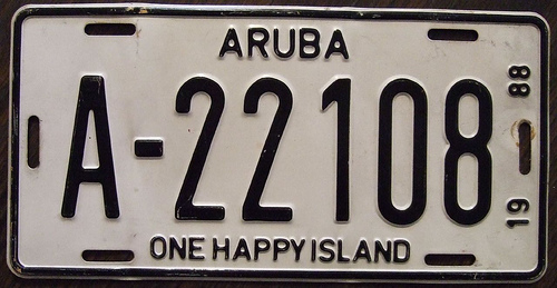 Matrícula de coche de Aruba de 1988