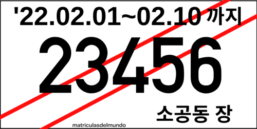 Matrícula provisional de hasta 10 días de Corea del Sur cuadrada