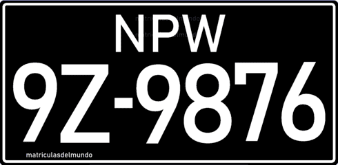 Matrícula de coche de Myanmar Birmania Burma para vehículo privado negro NPW