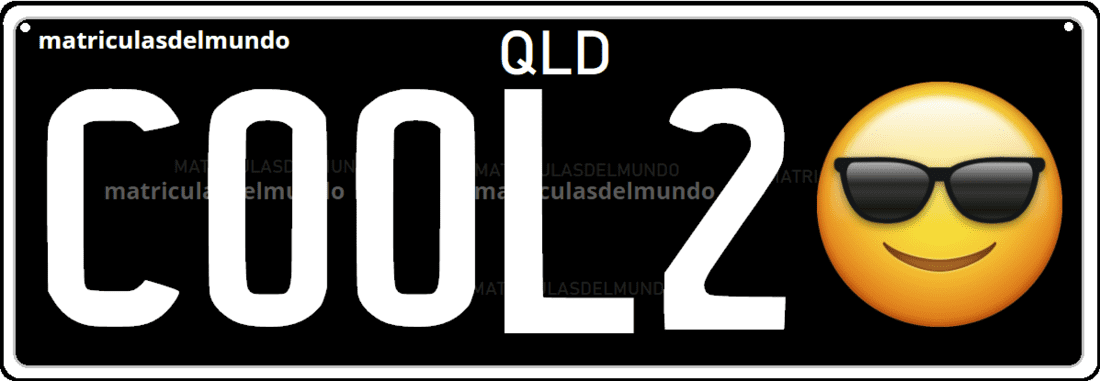 matrícula personalizada de Queensland con emoticono de gafas de sol