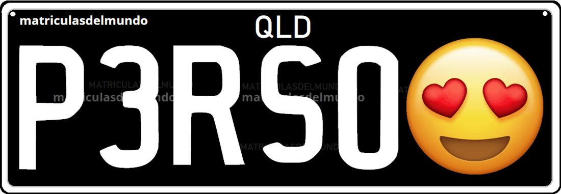 matrícula personalizada de Queensland con corazones en los ojos