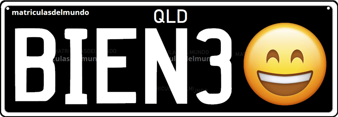 matrícula personalizada de Queensland con sonrisa
