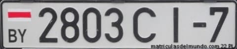 Matrícula de coche de Bielorrusia con bandera tapada de revolución