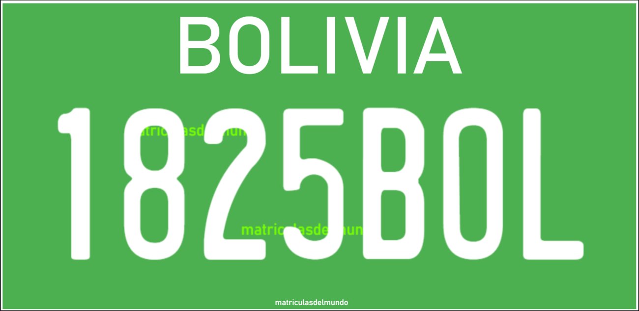Ejemplo placa vehicular Bolivia vehículo flex verde