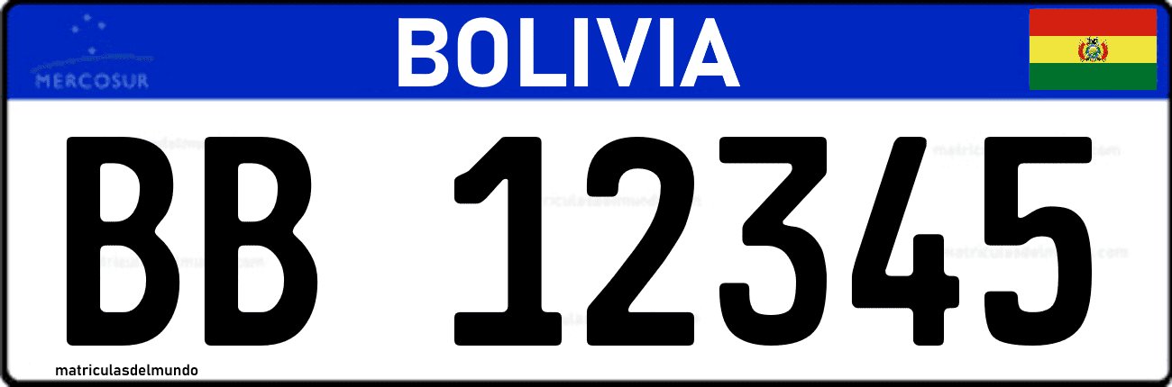Ejemplo de placa vehicular de Bolivia del Mercosur utilizada en camiones que conectan con Perú