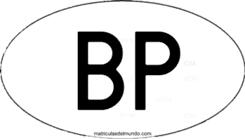 Código internacional de coche de Botsuana y Protectora de Bechuanalandia con letras BP