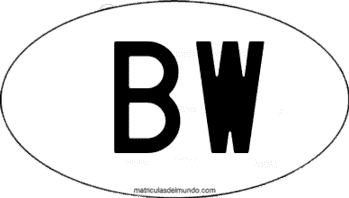 Código oval de reconocimiento internacional de Botswana desde 2003 BW