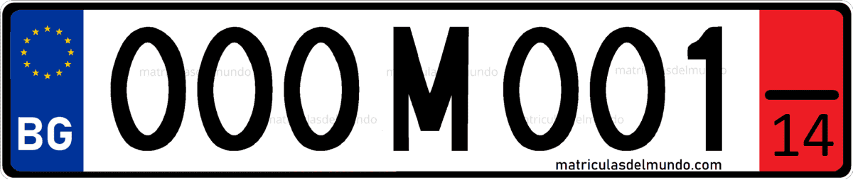Placa de matrícula de coche de tránsito con letra M