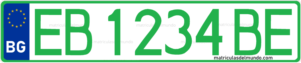 matricula verde sobre blanco bulgaria electrico